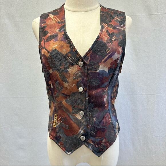Banjo Dallas western button up floral abstract print vest size medium stagecoach - Picture 1 of 16